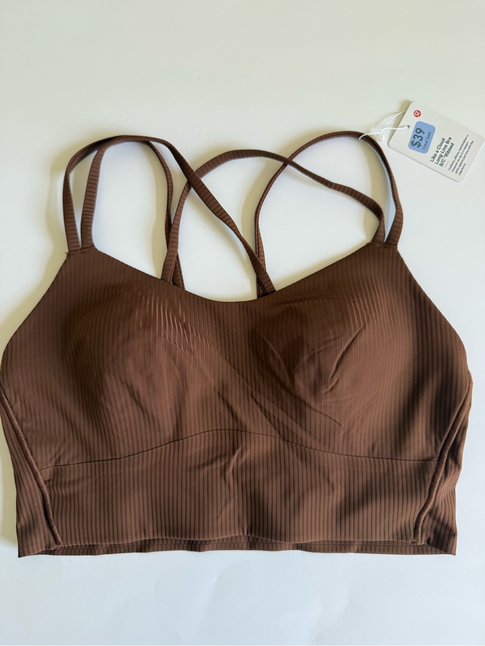 Brown ribbed lululemon like a cloud long line bra